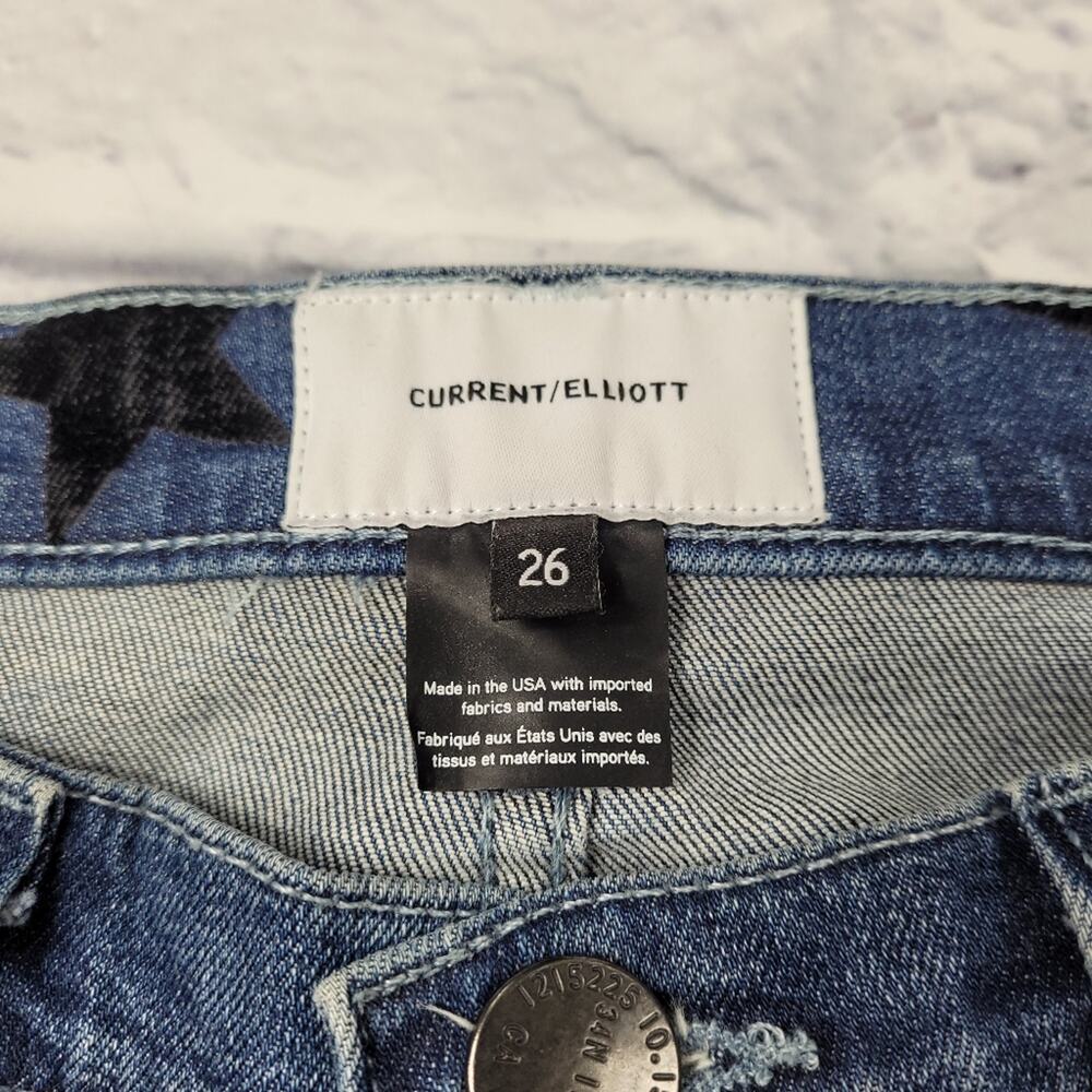 Current/Elliott The Stiletto Flocked Star Skinny Jeans Blue Medium Wash size 26 - Picture 8 of 16